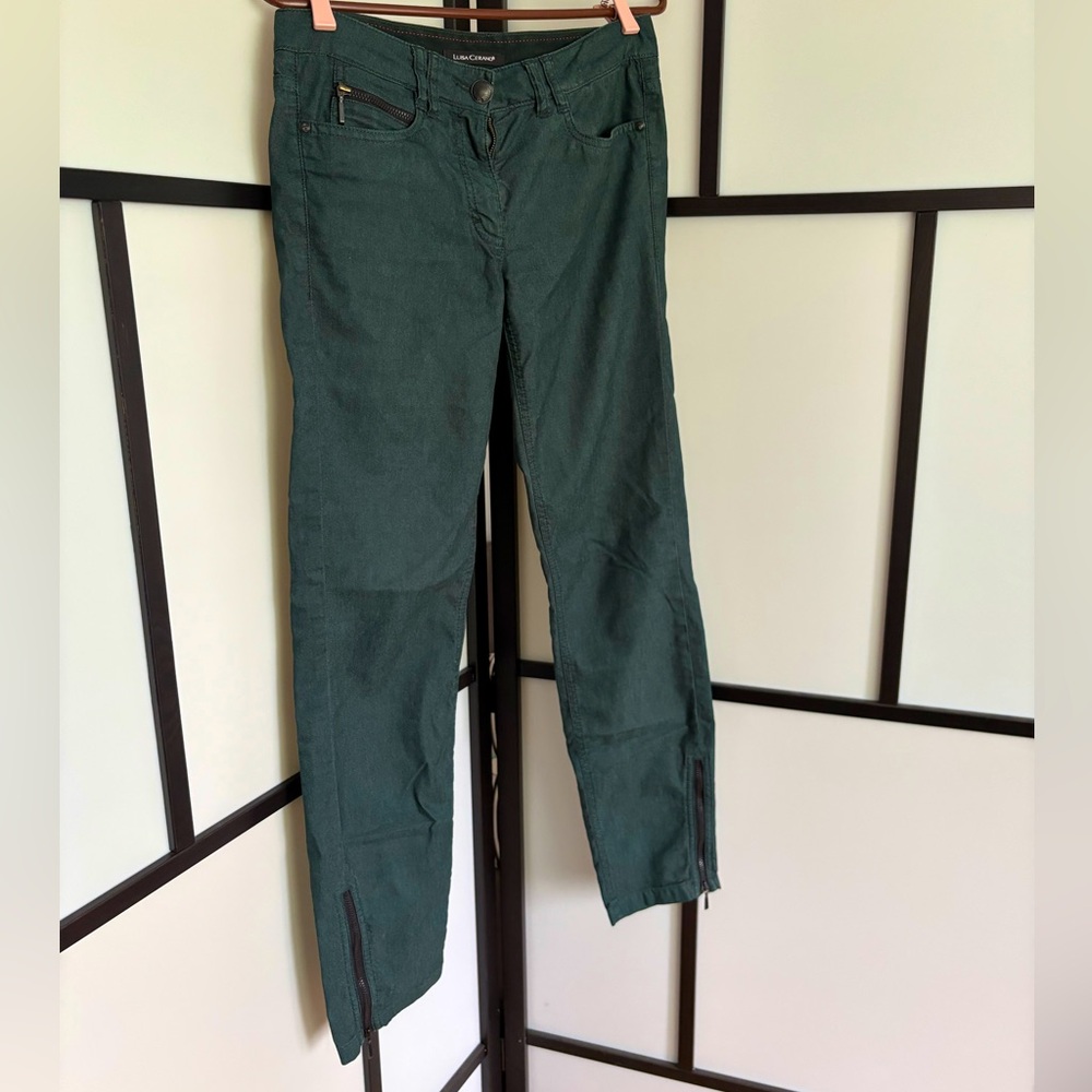 Deep Forest Green Slim-fit Trouser Pants by Luisa Cerano